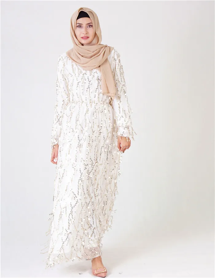 Fashion Tassels Sequins Islamic Clothing Muslim Turkish Luxurious Dresses Abayas for Women Abaya Dubai Bangladesh Dress