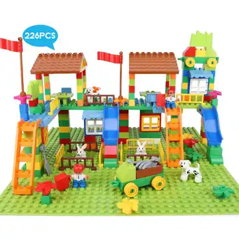 

226pcs Track Building Blocks DIY Toys Funnel Plastic Slide Big Size Bricks Compatible Duplo Castle Brick Toy for Children