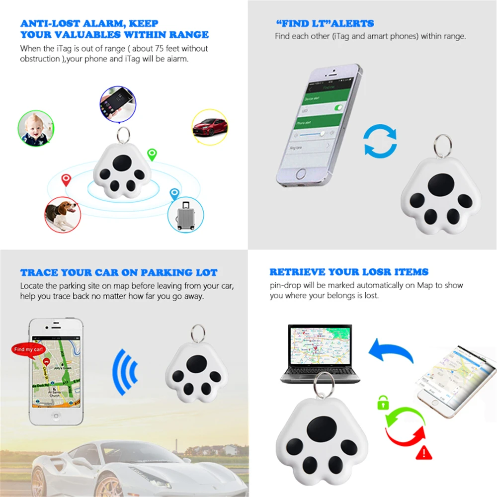 GPS Pet Cat Dog Tracker Mini Anti-Lost Waterproof Bluetooth-Compatible Locator Accessories