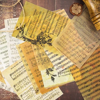 

16pcs/Bag Vintage English Music Sheet Vellum Paper Pattern Pack for Scrapbooking Happy Planner Card Making Junk Journal Project