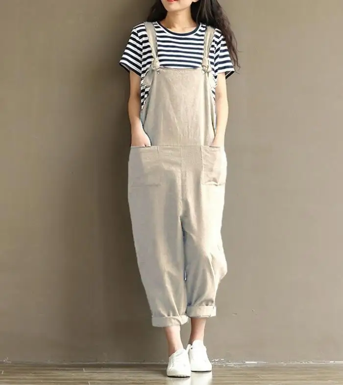 style2 Большие Комбинезоны для женщин, темно-синие шлифовальные хлопковые брюки для отдыха, женские брюки - Цвет: style2