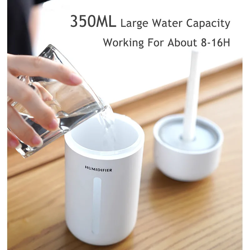 350ml USB Air Humidifier Essential Oil Diffuser Ultrasonic Cool Mist For Home Portable Humidifier with Colorful Night Light