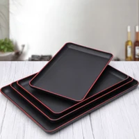 Japanese Tray Sushi Plate Melamine Imitation Porcelain Dinner Plate Rectangular Black Red Edge Hotel Guest Room Storage Tray 2