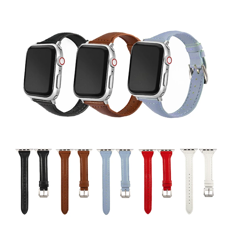 Samrt Watch Band for Apple Watch Band Series 6 SE 5 4 3 2 1 Leather Strap 44mm 38mm 42mm 40mm