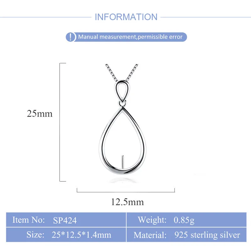 CLUCI Authentic 925 Pearl Pendant Mounting for Women Sterling Silver Oval Shaped Simple Charms Pendant Setting SP424SB pendant necklace silver pendant silver necklace charms