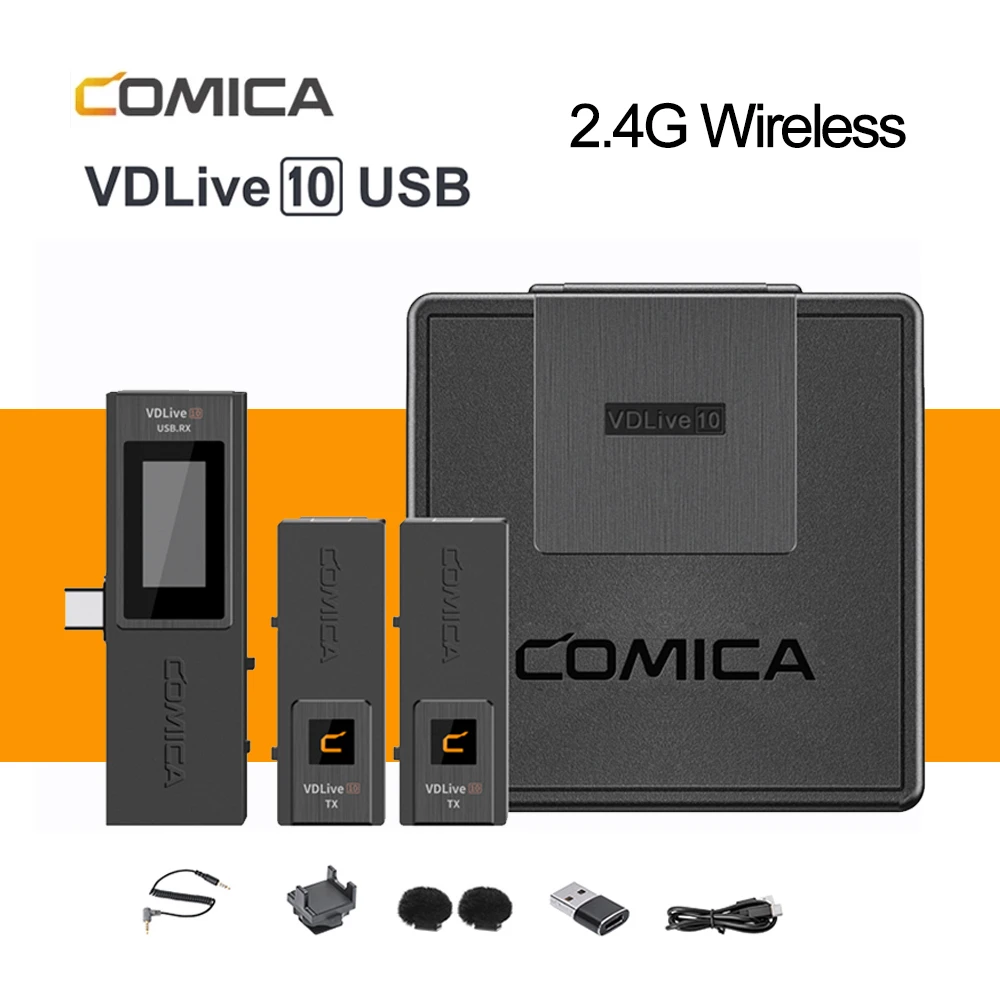 COMICA VDLive10 Microphone 2.4G Wireless Mic for Smartphone DSLR Camera Dual Channel Conference Stereo USB Versatile VDLive 10 telephoto lens