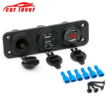 

4 USB Plug Car Motorcycle Cigarette Lighter Socket Car Charger LED Digital Display Digital Voltmeter 12V Electric Voltage Meter