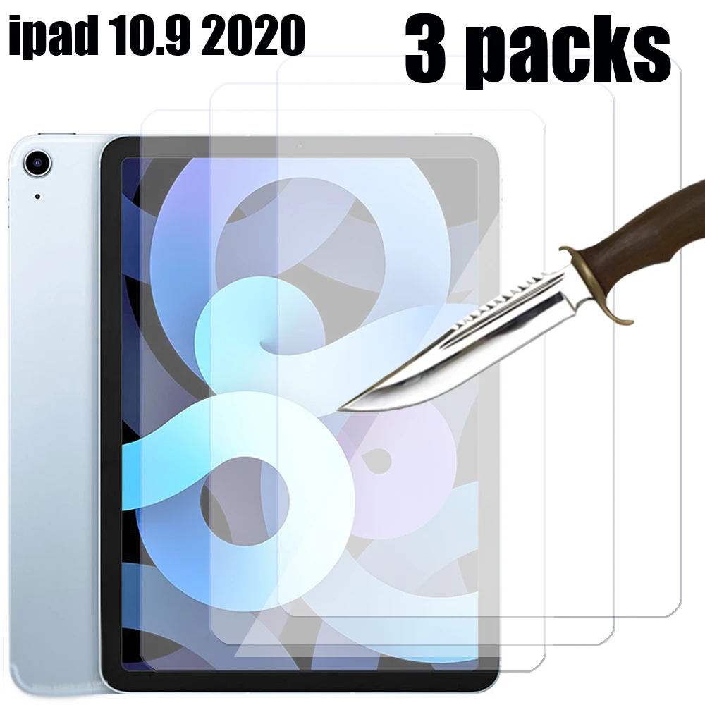 

3 packs Tempered glass screen protector for Apple iPad air 4 10.9 2020 4th generation 10.9-inch 9H 2.5D protective film