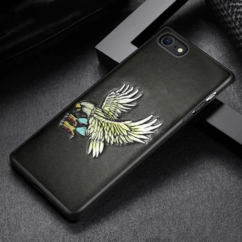 

3D Emboss Genuine Leather Phone Case for iPhone SE 2020 7 Plus 11Pro 11 Pro Max X XS Max XR 8 Plus 6 6s Anti-scratch Back Cover