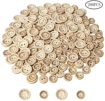 

200pcs Natural Color 2 Hole Wooden Buttons DIY Handmade Sewing Accessories Buttons Decoration 15mm/20mm Mixed packaging