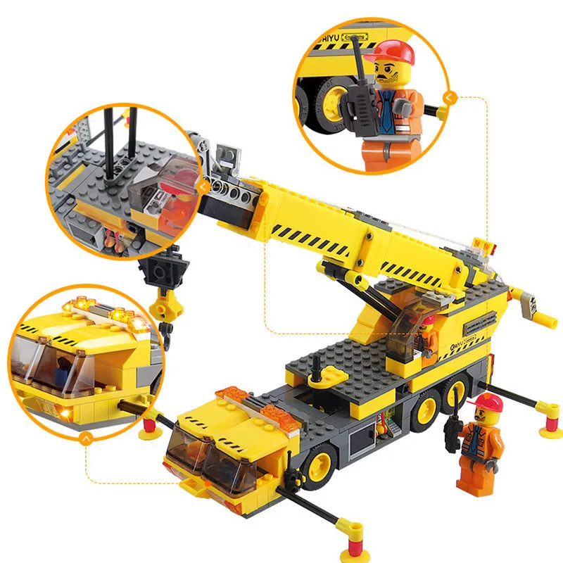 Ceny 380 sztuk miasto żuraw ciężarówka urządzenie inżynieryjne LegoINGLs Technic Juguetes klocki Playmobil dzieci cegły zabawki dla dzieci