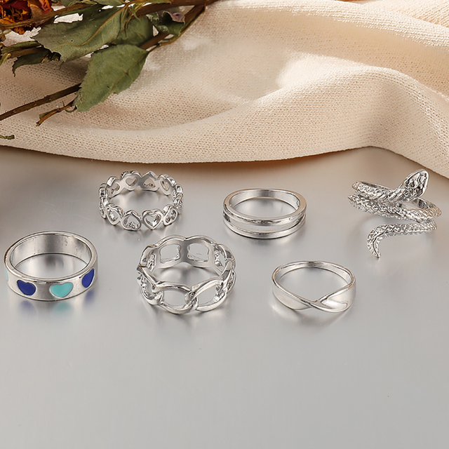 Gothic Butterfly Poker Sword Multi Element Ring Set For Women European and American Retro Personality Finger Ring Gifts