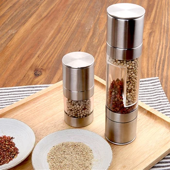 

1PC Pepper Grinder 2 in 1 Stainless Steel Manual Salt Pepper Mill Grinder Seasoning Grinding for Cooking Restaurants Tool