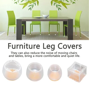 

32pcs Anti Slip Furniture Leg Cover Wear Resistant Sofa Soft Silicone Easy Install Scratch Proof Floor Protectors Feet Pads Caps