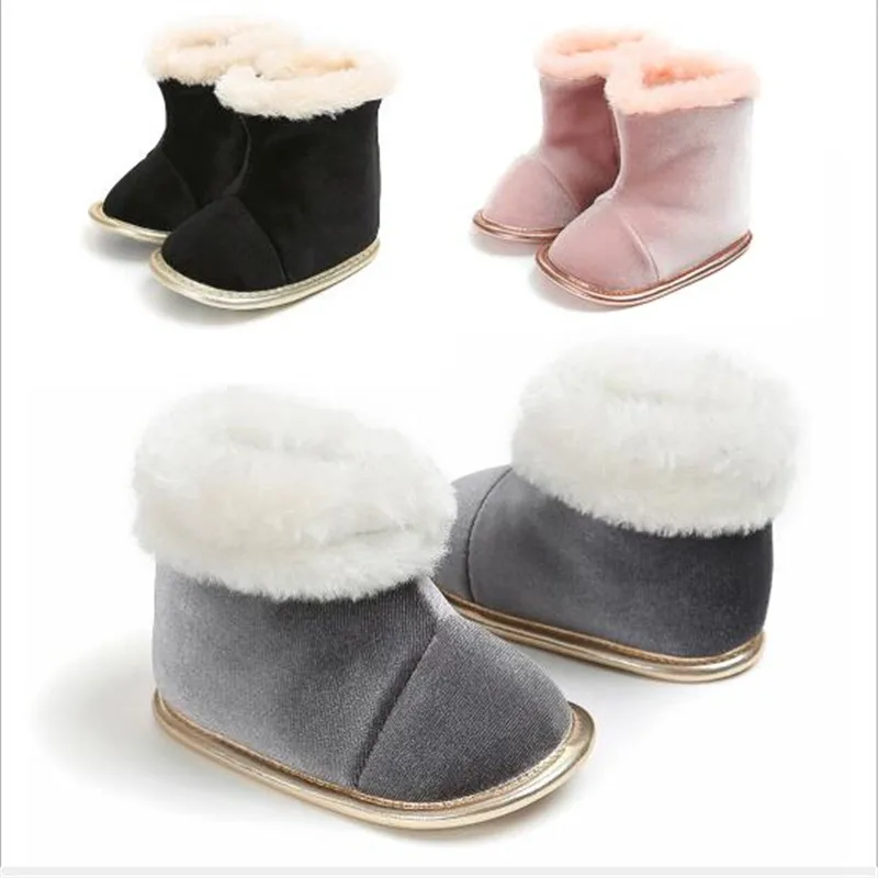 New Winter Baby Snow Booties Lovely Warm Fur Boy Girl First Walkers