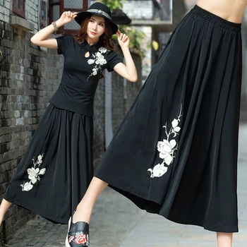 

Fashion 2019 Casual Pantalon Mujer High Waist Ethnic Style Korean Pantalon Mujer Vintage Pocket Loose Women Pants