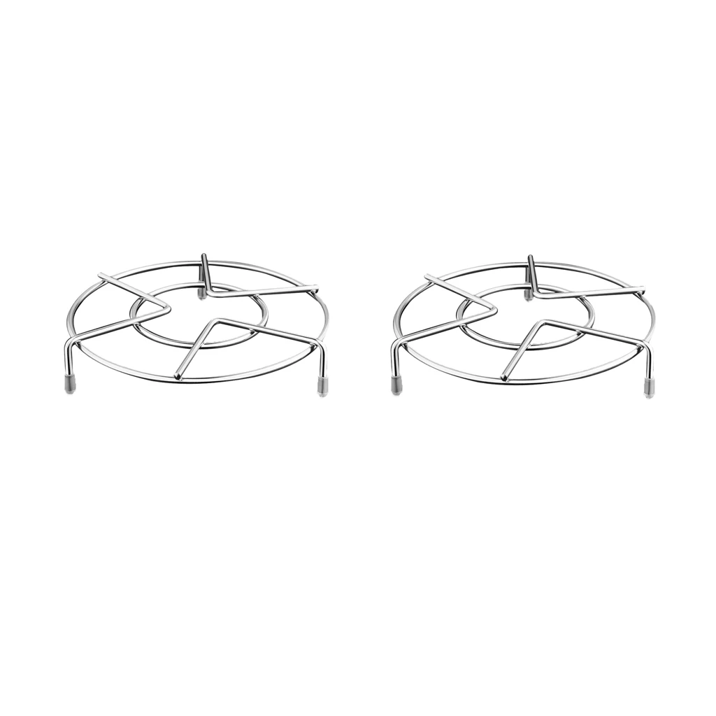 2pcs Durable Round Stainless Steam Rack Trivet Food Cooking Holder Pot Stand