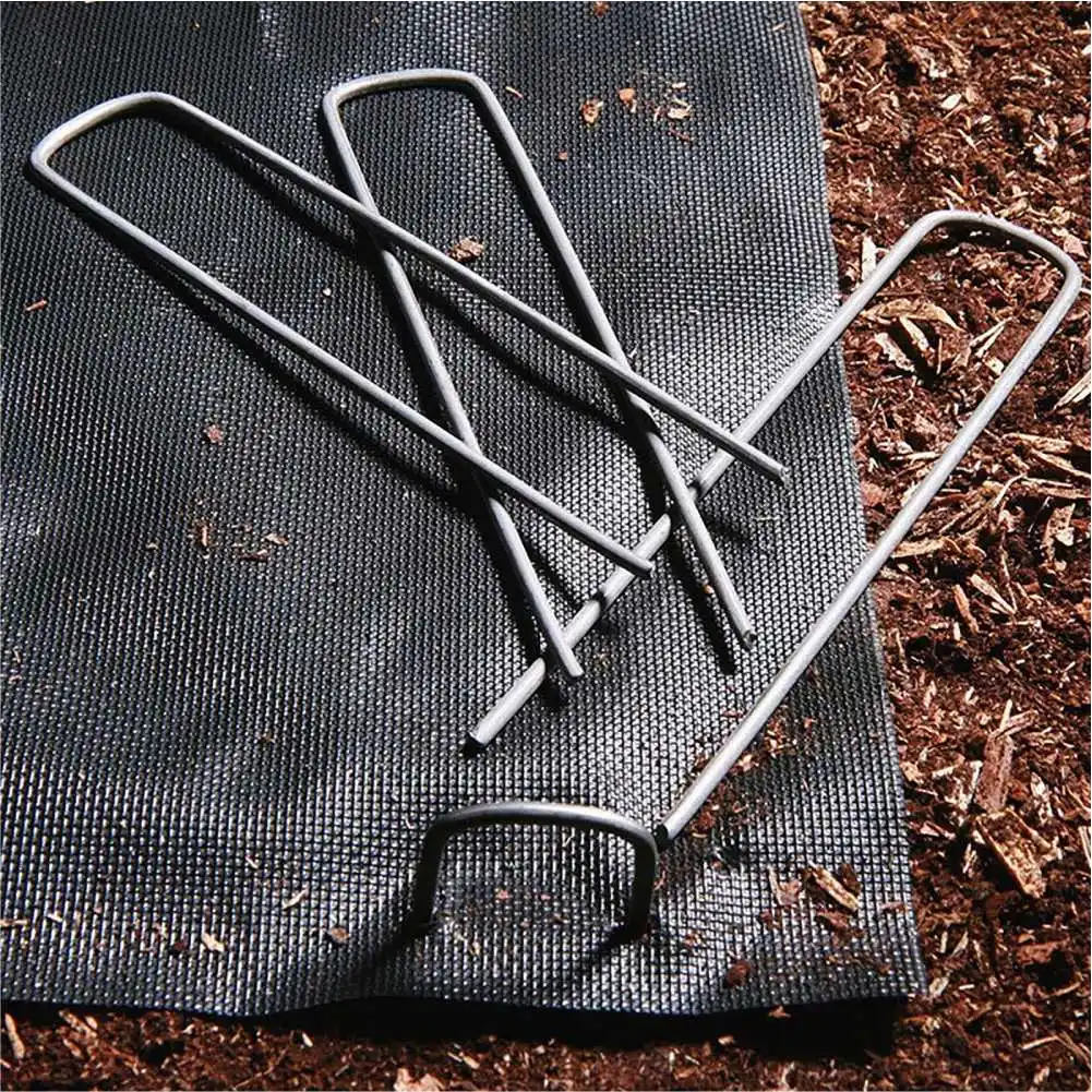 Gardening U-shaped Nails Metal Lawn nails Ground Nail Stakes Landscape Staples and Fence Stake For Fixing Weed Fabric Mesh Floor