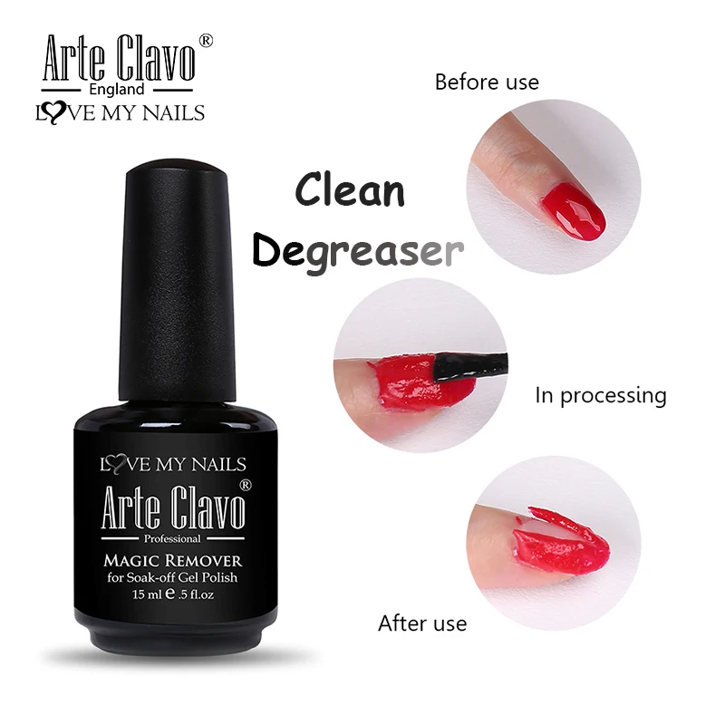 Arte Clavo 15ml Clean Degreaser Magic Remover Soak off Acrylic LED UV Gel Nail Polish Burst Gelpolish Fast Gellack Manicure | Красота и
