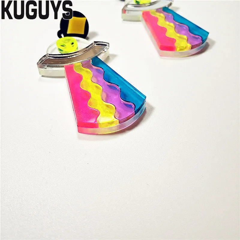 TIANBANGSHI Orecchini Pendenti UFO E Alieni In Acrilico - Divertenti E Originali Per Donne E Ragazze, Glitter, Regalo A Tema Spazio