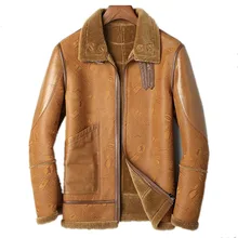 Куртка из натуральной кожи, мужская зимняя куртка из настоящей овчины, пальто для мужчин, Натуральная шерсть, мех, теплые куртки размера плюс L18-5017, MY1680