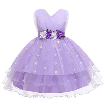 

3-13 Yrs New Lace Girls Dress Christmas Girls Dress Elegant Flower Princess Dress Children Role-Play Gown Party Christmas Dress