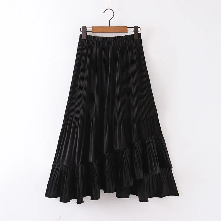 

One's 2019 New Style Irregular Joint Pleated Skirt Entity