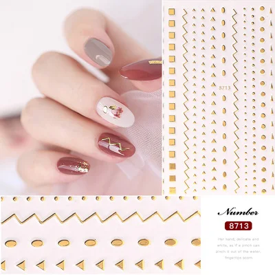 1 лист 5D золото стемпинг для украшения ногтей наклейки золотая металлическая линия наклейки 3D аксессуары для ногтей украшения - Цвет: 8713
