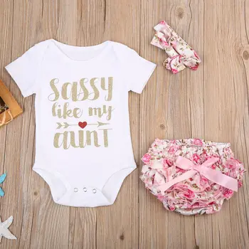 

3PCS Newborn Infant Baby Girls Outfit Clothes Romper Jumpsuit Bodysuit+Pants Set