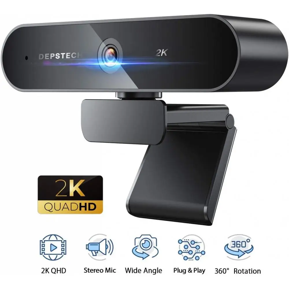 

D09 Webcam 2K Quad HD Webcam USB Web Camera with Microphone Support Auto Light Correction for Live Broadcast Video Calling Work
