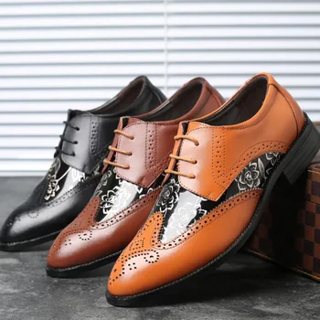 

Plus size 38-48 men business leather shoe casual hit color pointed bullock Business Italy Shiny Basic Casual Shoes Elegant Shoes
