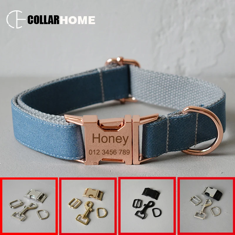 

Free engraved nylon dog collar leash leads adjustable collar for medium large dog custom ID tags name phone logo dog rope straps