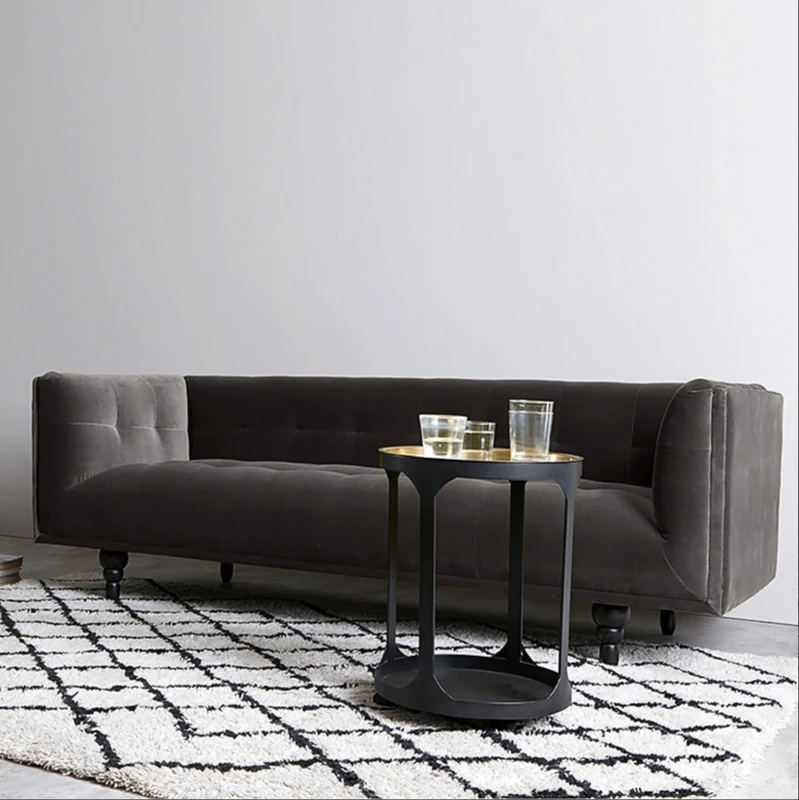 

Fabric sofa Nordic living room flocking American solid wood foot modern simple sofa