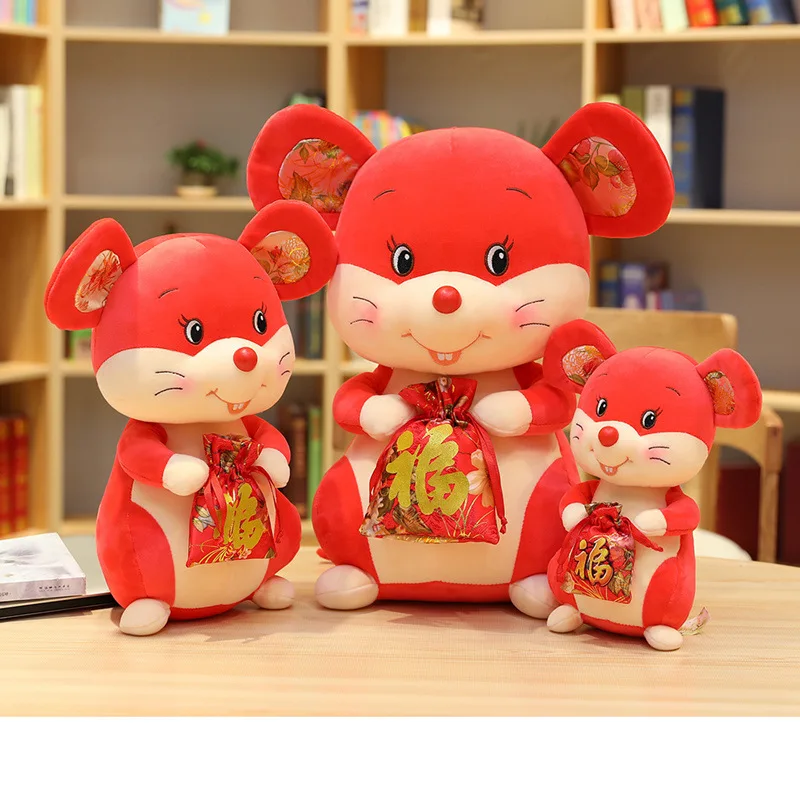 

2020 Mascot Cartoon Happy Rat Doll Colorful Bowtie Mouse Plush Toys Gift