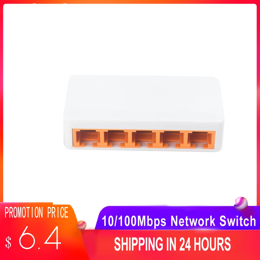 

5 Ports Fast Ethernet 10/100Mbps Network Switch Desktop Laptop Lan Hub Power By Micro USB for Notebook Desktop and Phone