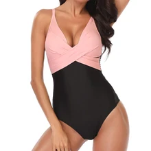 Женский купальник большого размера, цельный Ретро купальник, пуш-ап, сексуальный Монокини, большой размер, купальник, боди, 2XL, пляжная одежда