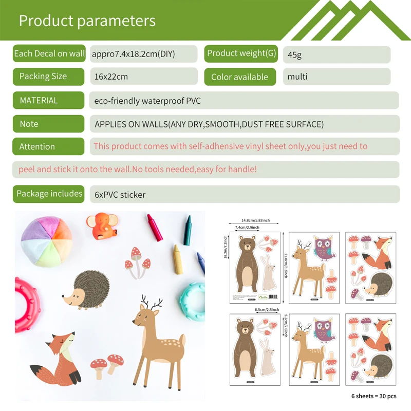 Tofok Милые Животные леса DIY Детская комната стикер на стену Ins пасторальный стиль двери окна декоративные наклейки детская комната общежития обои