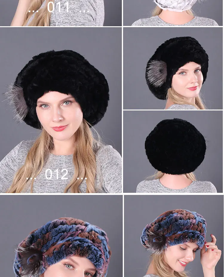 Hot Sale Natural Silver Fox Fur Women Winter Hat Knitted Cap Women Hat Fox Fur Bomber Hat Female Ear Warm Winter Must