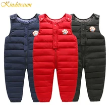 Детский зимний комбинезон, пуховый хлопчатобумажный комбинезон, теплые комбинезоны для мальчиков, штаны, теплые штаны для маленьких девочек, детские брюки DC181