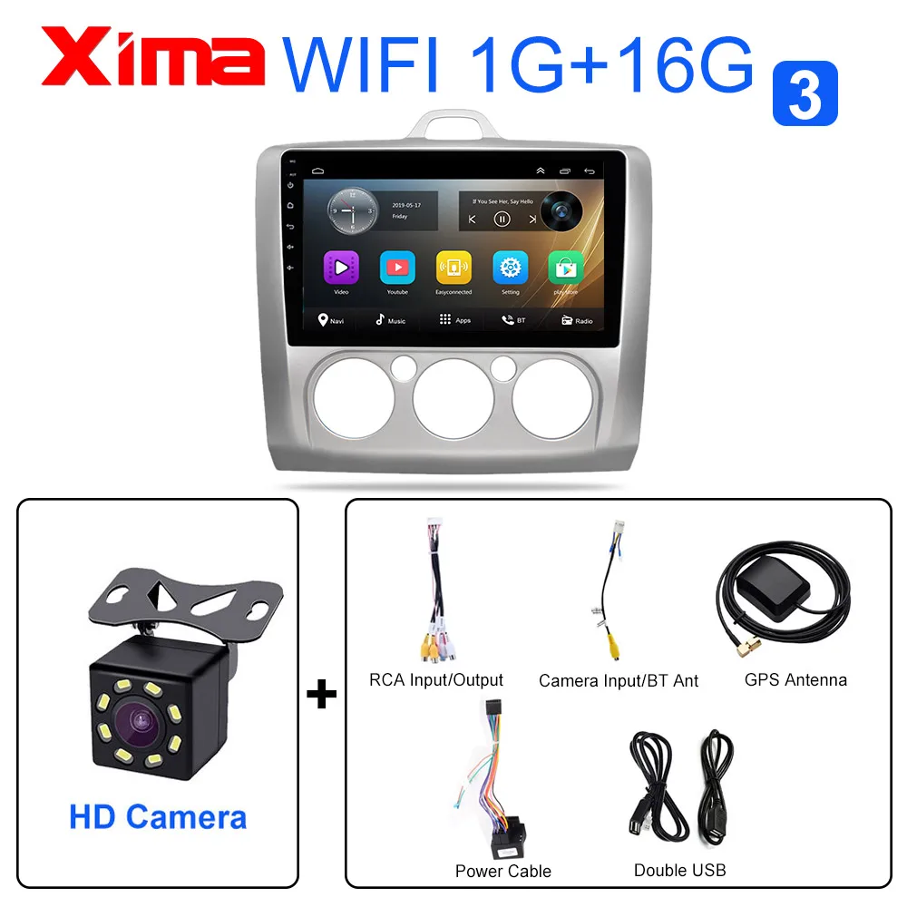 RAM 1G FC-S-CAM 9 дюймов Android 9,0 автомобильный Радио dvd-плеер для ford focus EXI MT 2 3 Mk2 2004 2005 2006 2007-2011 2Din gps мультимедийный плеер - Цвет: RAM 1G FC-S-CAM