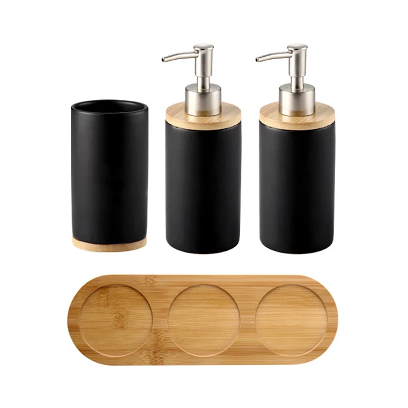 1Cup--2Bottle UNTIOR 3PCS Ceramic Bathroom Accessories Set Fashion Soap Dispenser Toothbrush Holder Tumbler Ceramic Household Bathroom Product - Цвет: 1Cup--2Bottle