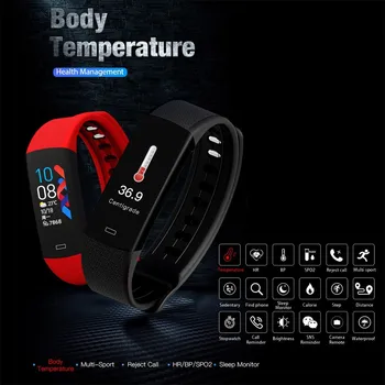 

Smart Temperature Fitness Activity Heart Rate Blood Pressure Blood Oxygen Watch Smart Band Bracelet drop shipping