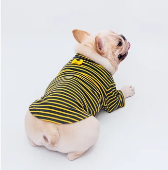 

Pet Four Seasons Warm Striped Shirt Cotton Stretch Dog Clothes Pet Clothes Teddy Schnauzer Home Service Sweatshirt