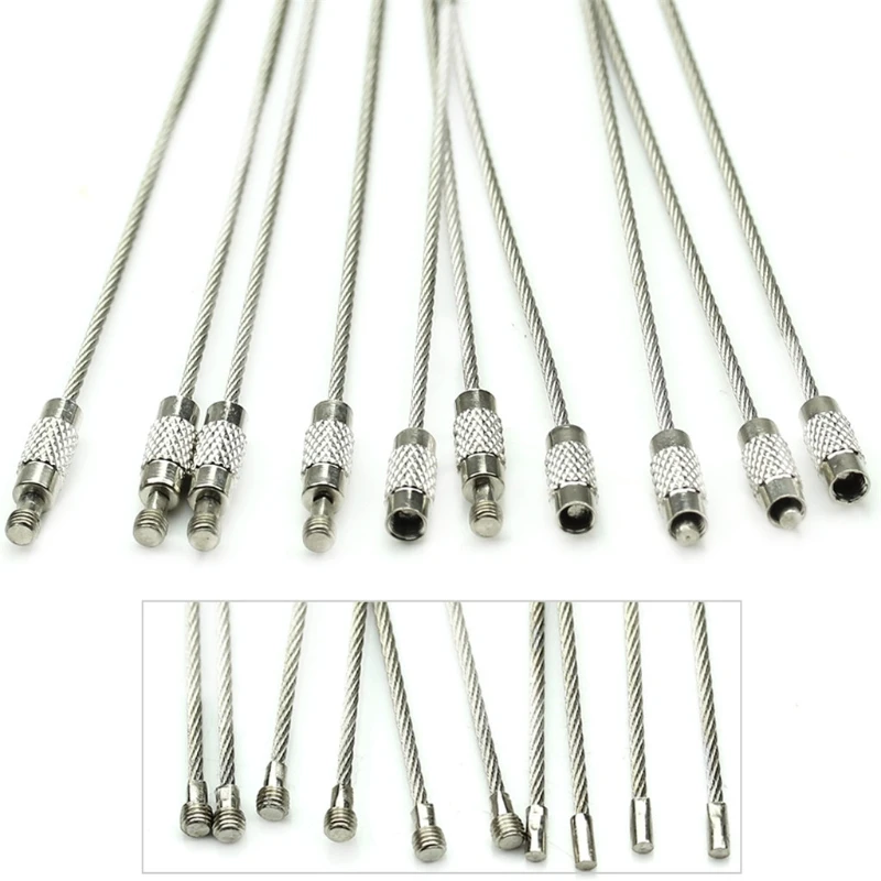 10 шт. закручивающийся брелок из нержавеющей стали трос держатель для ключей