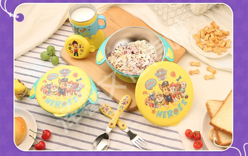 Paw Patrol, набор детской посуды, детская миска из нержавеющей стали, миска на присоске, Детская миска, подарок на заказ