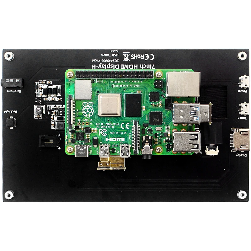 Raspberry Pi 5 7-дюймовый сенсорный экран IPS 1024x600 HD LCD HDMI-совместимый дисплей для RPI 4B 3B + OPI 5 AIDA64 ПК вторичный экран