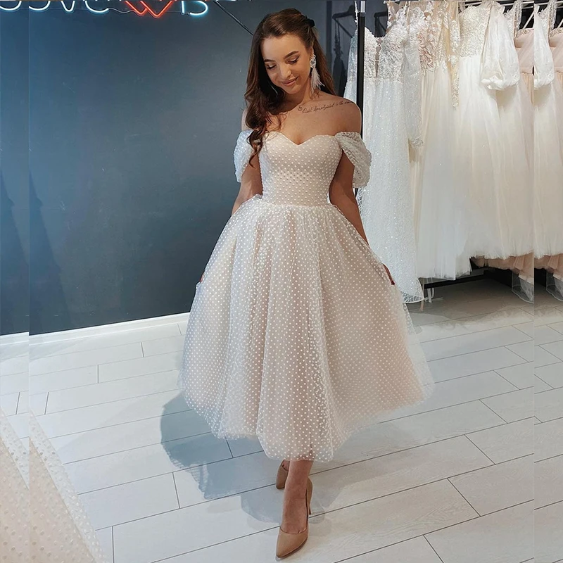 Short Wedding Dress 2021 Off Shoulder 