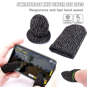 

2Pcs Gaming Finger Sleeves Anti-slip Anti-sweat Protection for Phone Games Controller Finger Sensitive Breathable Mobile Touch