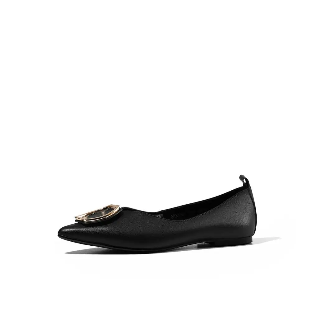 

Women shoes Low-heeled Genuine Leather Loafers Pointed Toe Breathable Soft A97009