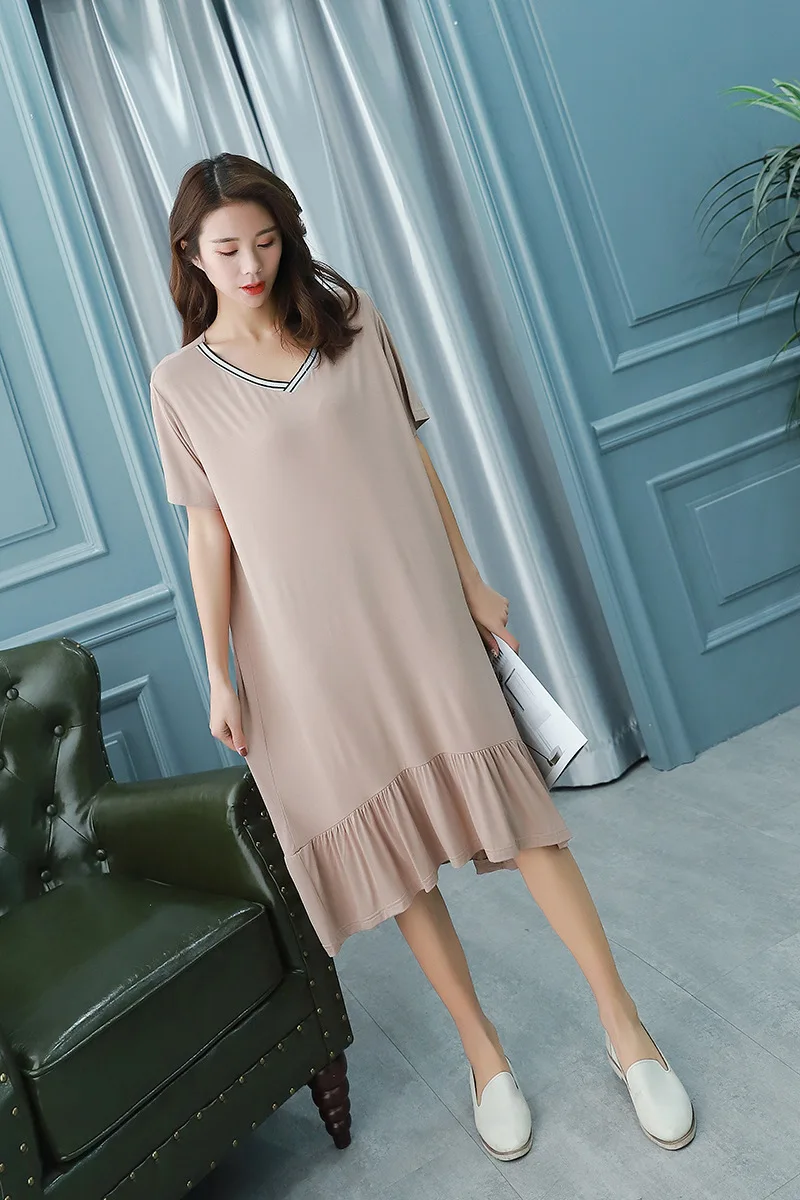 Ruffled dress women home wear cotton 